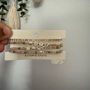 Altar'd State Gold and Cream Beaded Bracelet Set